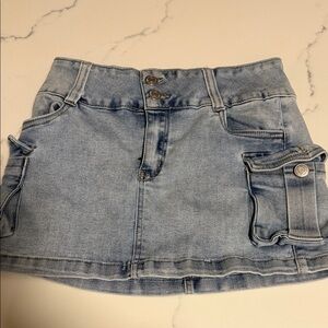 Denim Mini Skirt with Pocket Detail